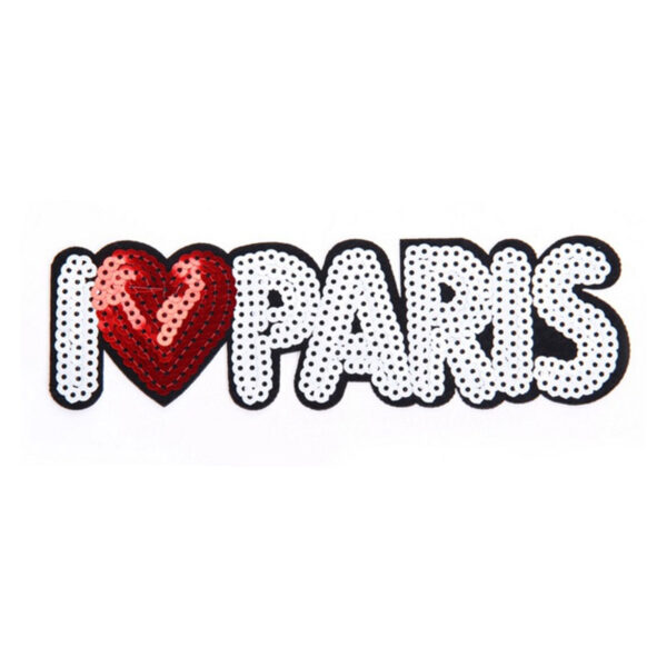 I LOVE PARIS Sew on Sequin Patches