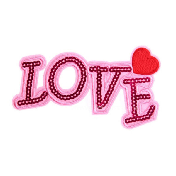 Custom LOVE Sew on Sequin Embroidery Patches